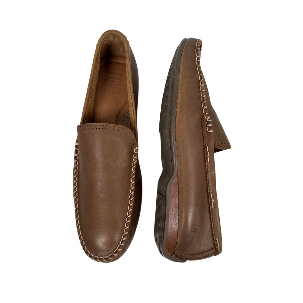 Frye Lewis Driver Loafers Mens 11 D Venetian Brown Leather Moccasin Slip Ons